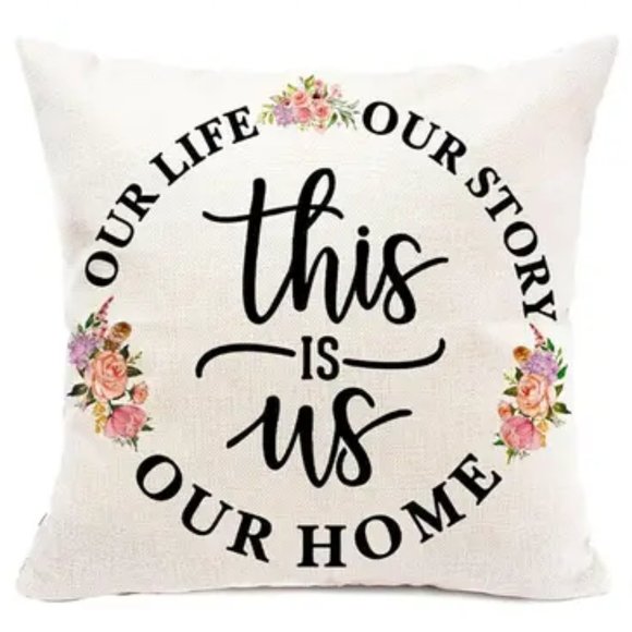 Federe Per Cuscino 30x50 Cm - Set Da 2 Con Scritta 'This Is Us Our Life Our Story' - Stile Rustico Shabby Chic - 2